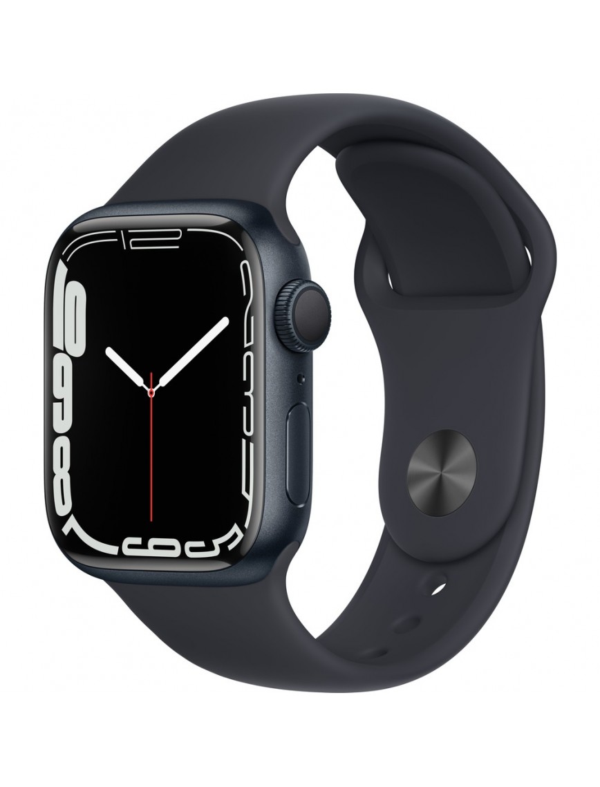 Apple Watch Seri 7 Gps, 41MM Siyah Alüminyum Kasa ve Siyah Spor Kordon - Regular MKMX3TU/A